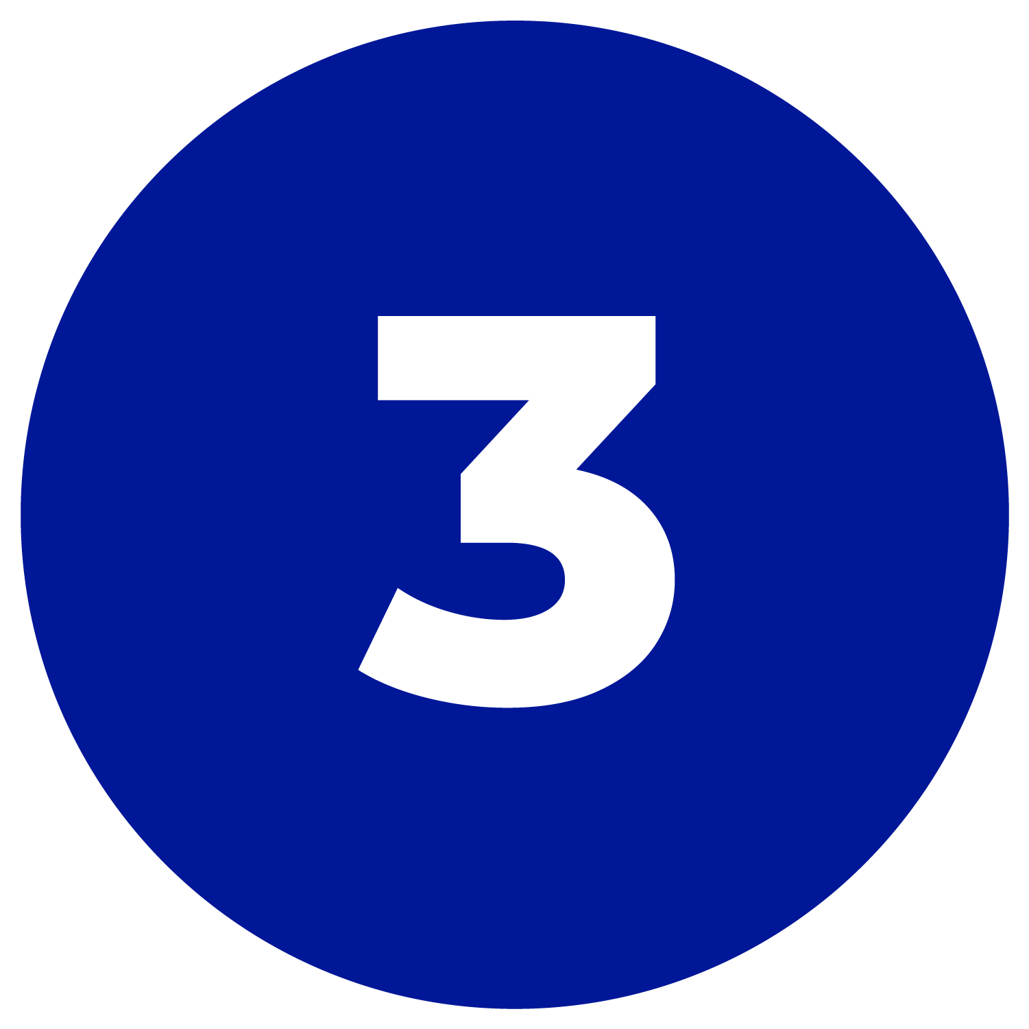 Blue circle with the number 3.