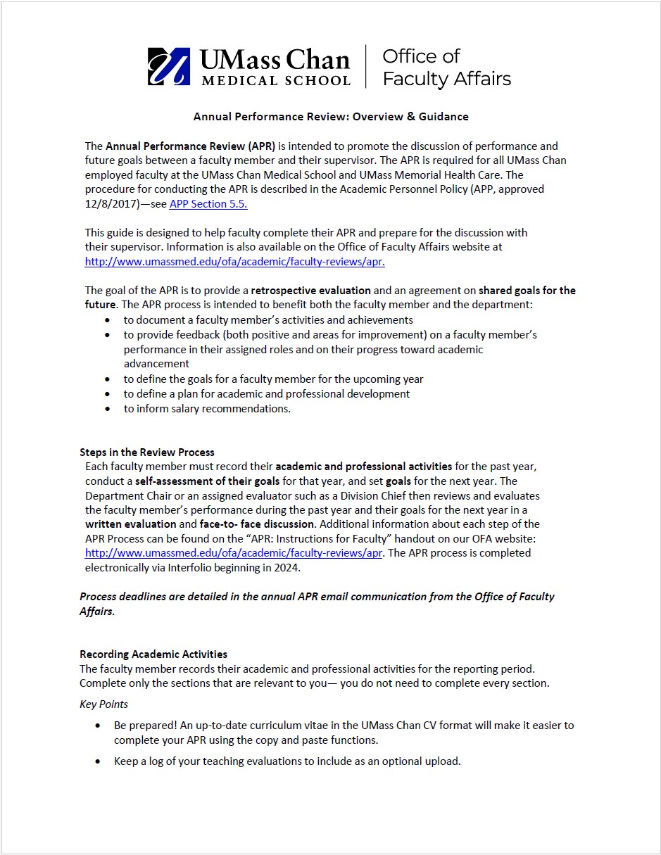 APR overview and guidance