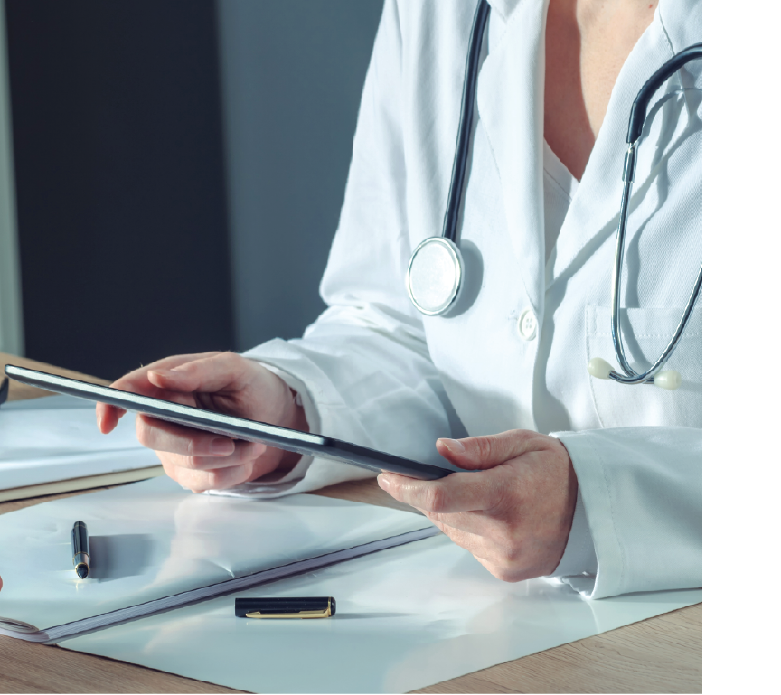 doctor looking at notes