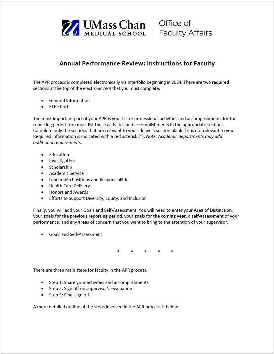 APR Instructions for Faculty