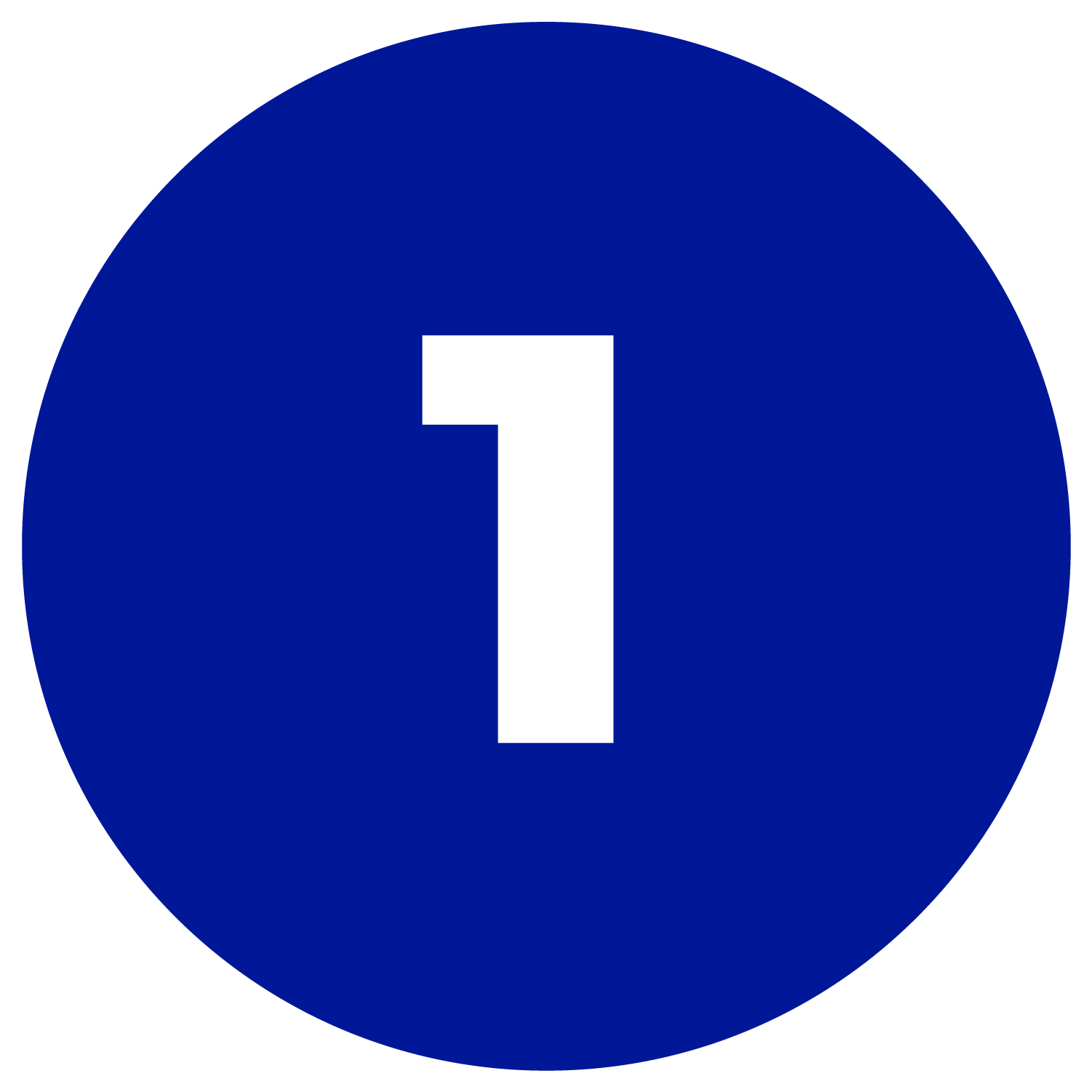 Blue circle with the number 1.