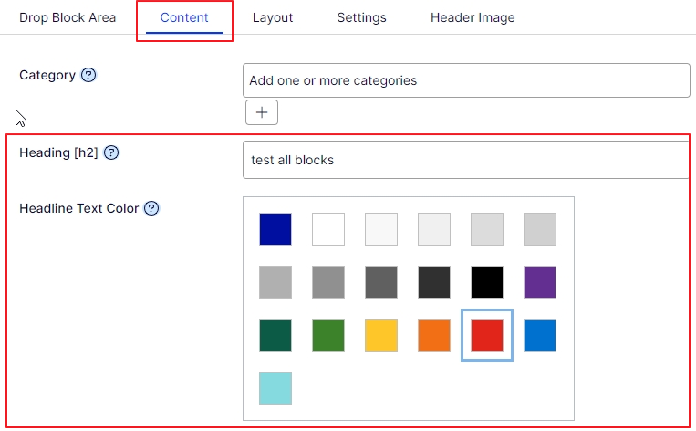 color picker for header text