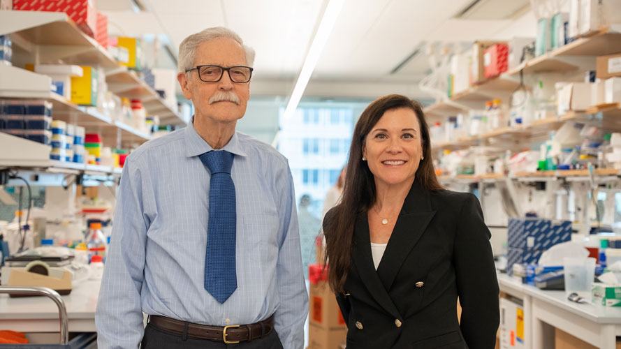 Dr. Robert Brown and Dr. Daryl Bosco in the neurology lab space