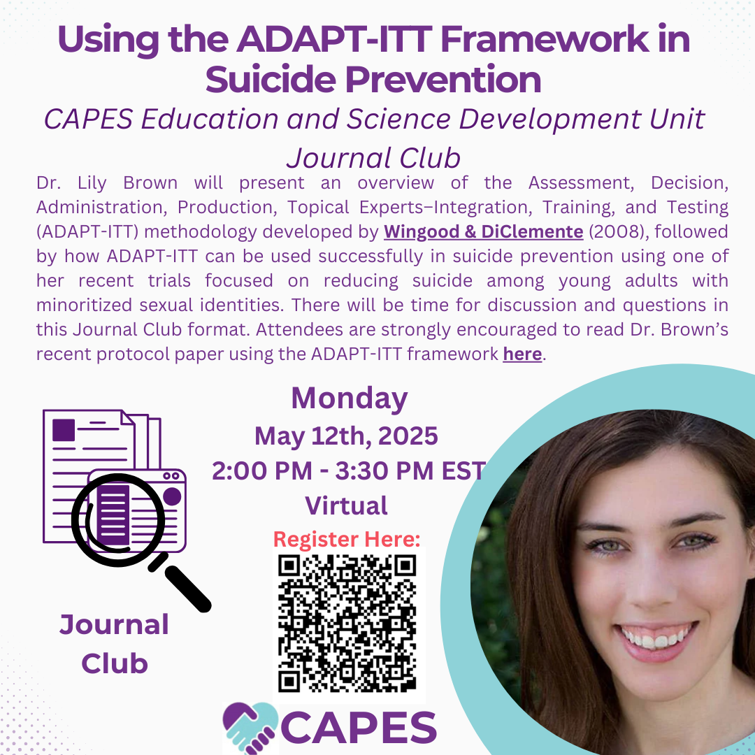 Using the ADAPT-ITT Framework in Suicide Prevention Talk Flyer