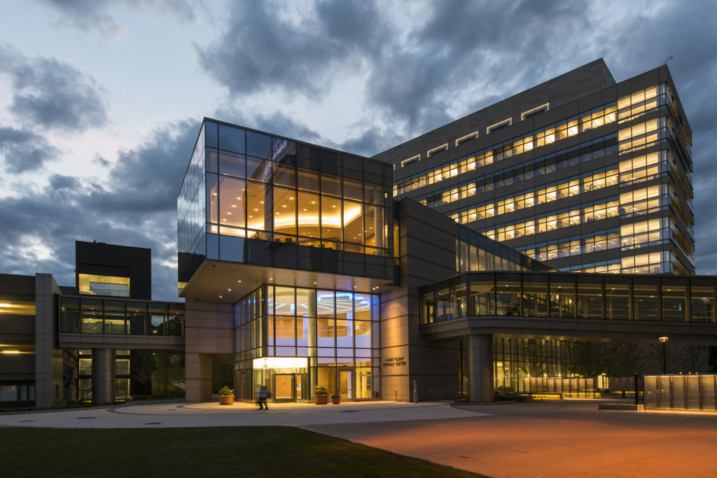 Image of the Albert Sherman Building on the UMass Chan Medical School campus