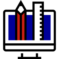 pencil and ruler coming out of a computer screen