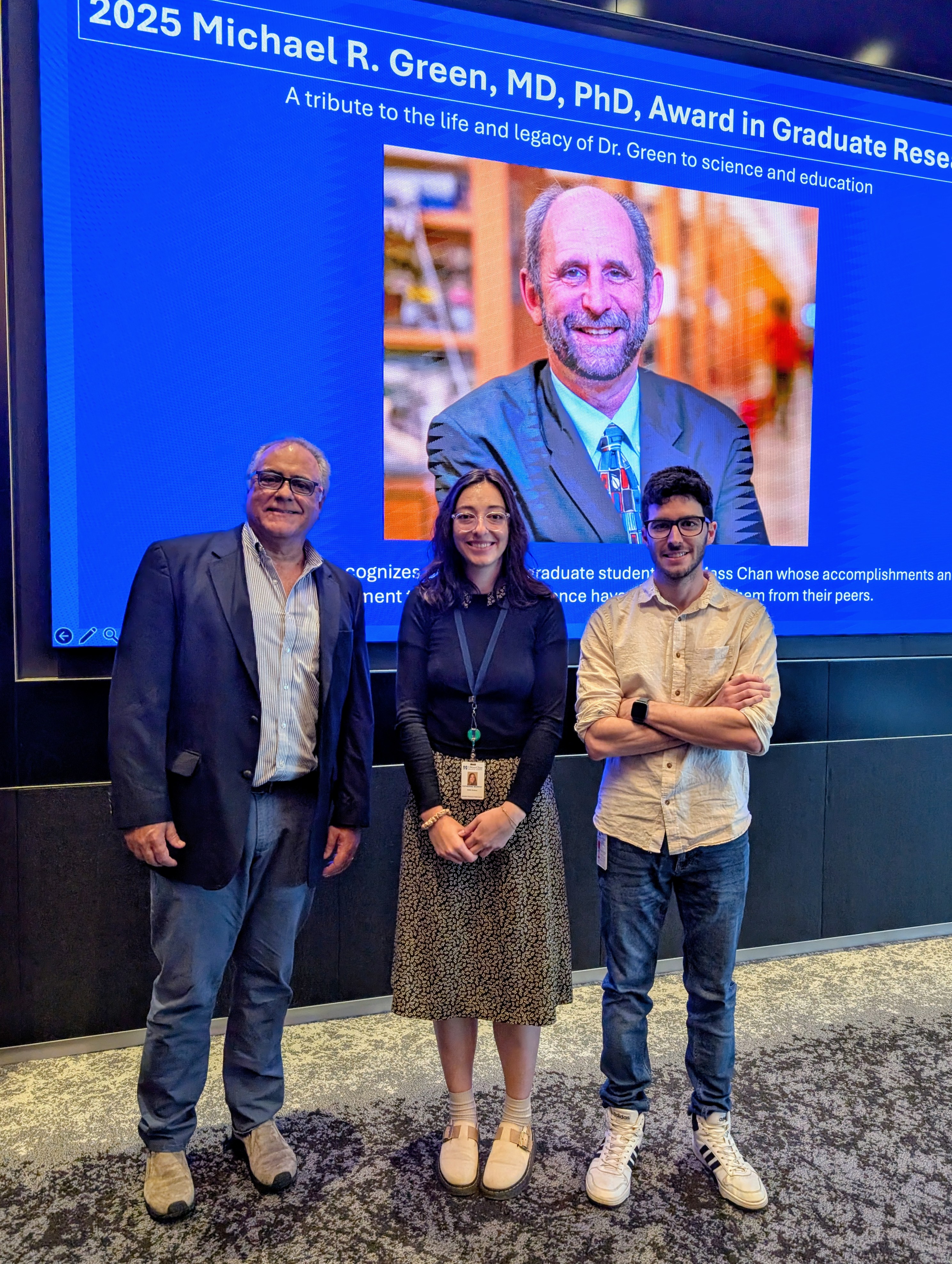 Left to right: Award organizer Lucio Castilla, PhD; Award in Cancer Biology recipient Katherine Murphy; and Award in Gene Regulation recipient Ezequiel Calvo-Roitberg.