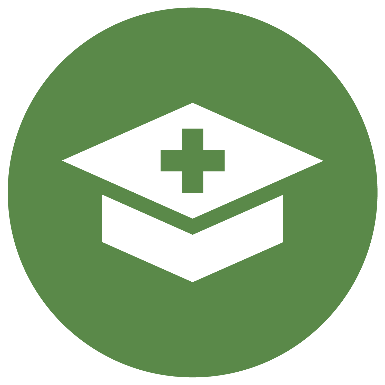 solid green circle with white graduation cap