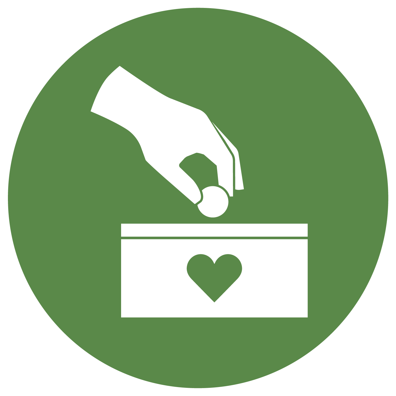 solid green circle with hand outlined in white hold small white circle