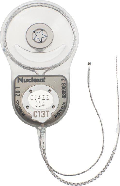 Image of a cochlear implant device for hearing loss