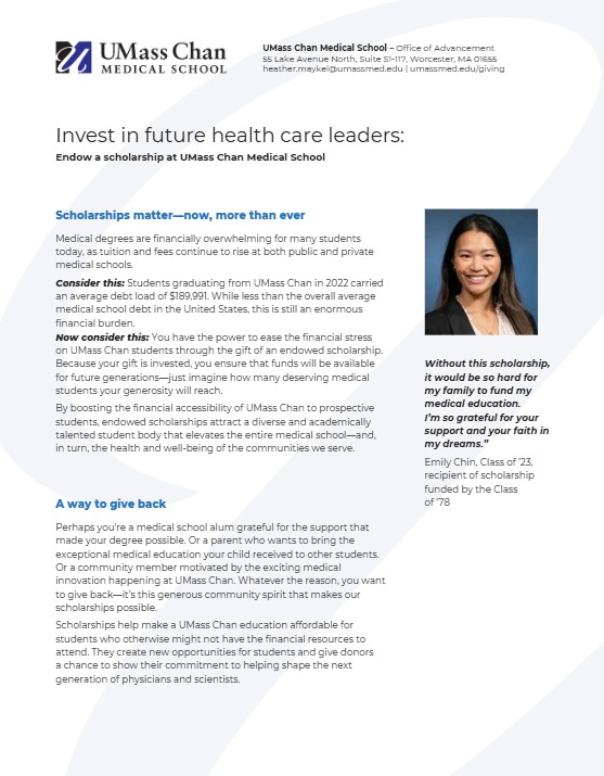 Scholarship one pager screen capture