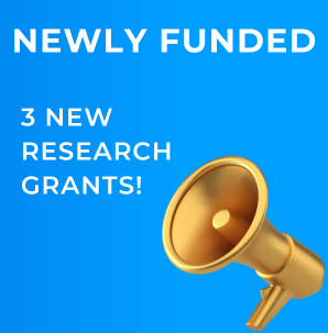 gold megaphone shouting text 3 new research grants