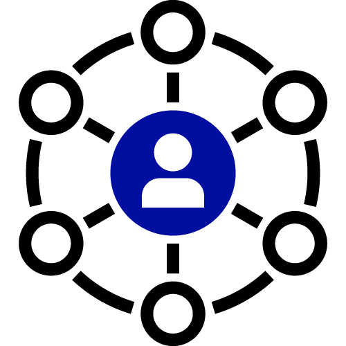 networking icon people bubble heads forming a circle