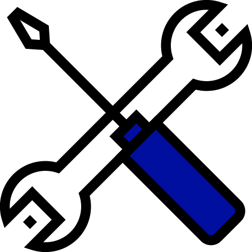 technical assistance icon screwdriver and wrench forming an X