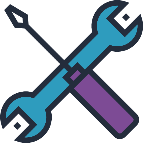 wrench and screwdriver overlapping to form an X