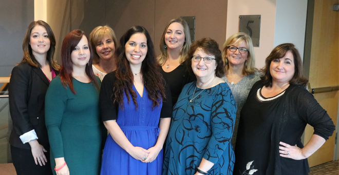 From left: Rebecca Gorskey, Shauna Dandy, Trish Shea, Leslie Heenan, Jenna Eddy, Sharon Briggs, Judy Mondor and Nina Maillet
